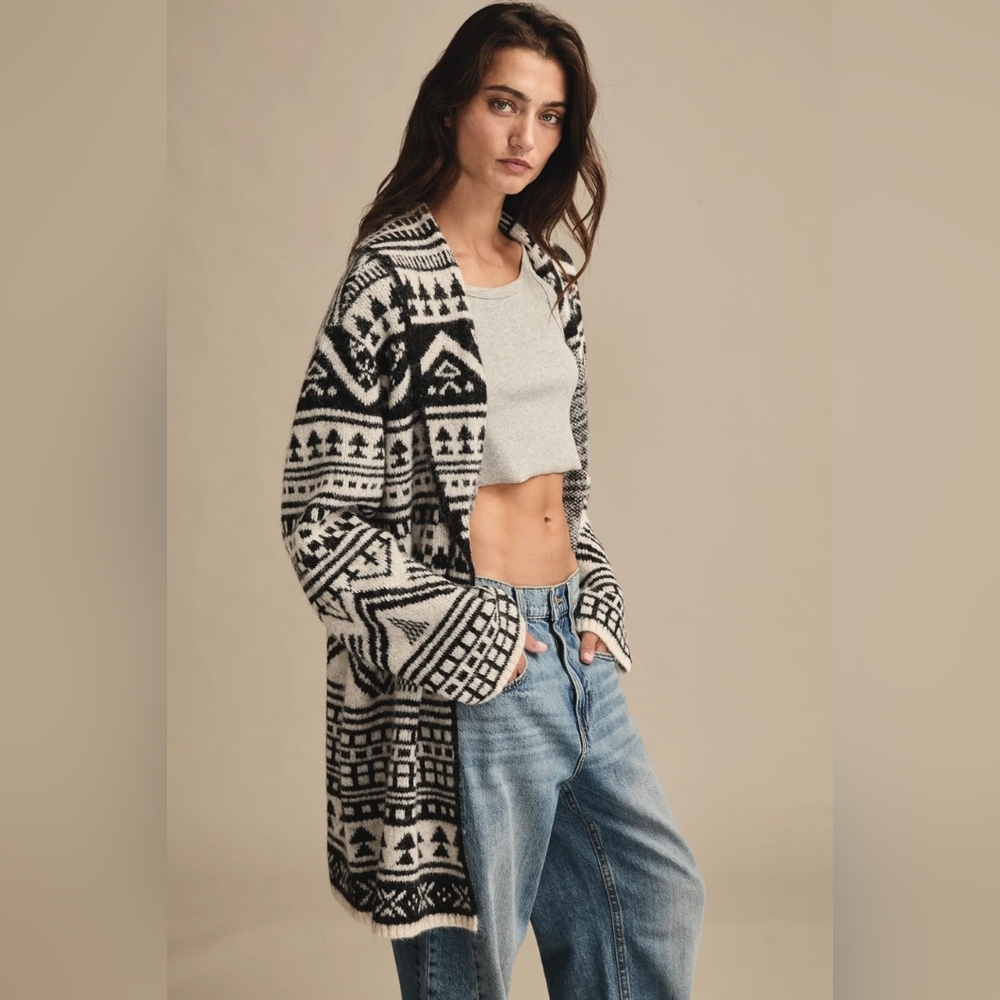 Lucky Brand Aztec Wool Fairisle Shawl Cardigan NWT XS S, M, L XL